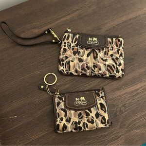 Coach Brown Leopard Wristlet and Wallet